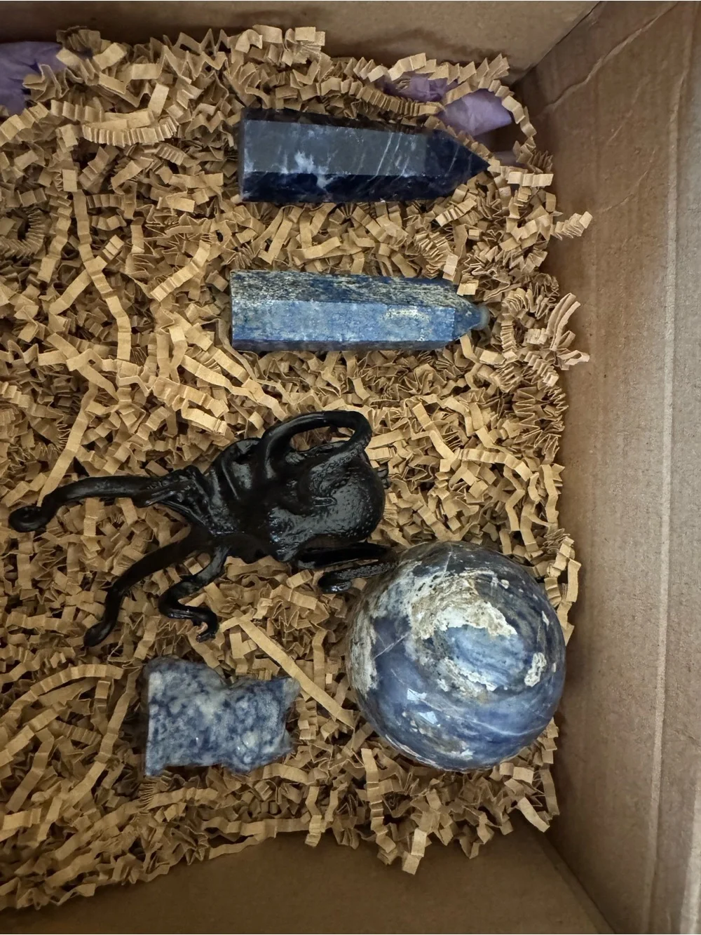 Sodalite Crystal Sphere and Towers Set - Deep Blue Stone